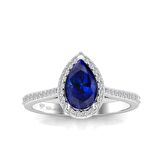0,80 Karat Pırlantalı Safir Yüzük