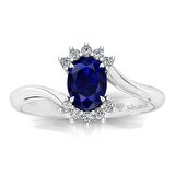 0,50 Karat Pırlantalı Safir Yüzük