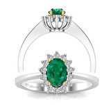 0,60 Karat Pırlantalı Zümrüt Yüzük