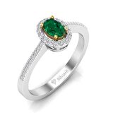 0,50 Karat Pırlantalı Zümrüt Yüzük