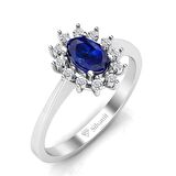 0,60 Karat Pırlantalı Safir Yüzük