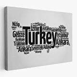 Harita Sepeti İller İsimli Dekoratif Kanvas Tablo 1018