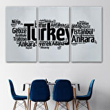 Harita Sepeti İller İsimli Dekoratif Kanvas Tablo 1018