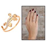 Zirkon Taşlı Kertenkele Tasarım Rose Renk 925 Ayar Gümüş Kadın Yüzük