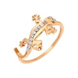 Zirkon Taşlı Kertenkele Tasarım Rose Renk 925 Ayar Gümüş Kadın Yüzük