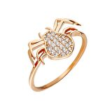 Zirkon Taşlı Spider Tasarım Rose Renk 925 Ayar Gümüş Kadın Yüzük