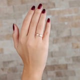 Zirkon Taşlı Geometrik Tasarım Rose Renk 925 Ayar Gümüş Kadın Yüzük