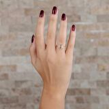 Zirkon Taşlı Kalbimin Kilidi Tasarım Gold Renk 925 Ayar Gümüş Kadın Yüzük