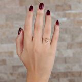 Zirkon Taşlı İç İçe Kalp Tasarım Gold Renk 925 Ayar Gümüş Kadın Yüzük