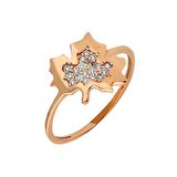 Zirkon Taşlı Çınar Yaprağı Tasarım Rose Renk 925 Ayar Gümüş Bayan Yüzük