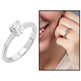 Starlight Diamond Pırlanta Montür "U" Tasarım 925 Ayar Gümüş Bayan Tektaş Yüzük