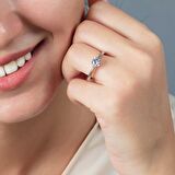 Starlight Diamond Pırlanta Montür "U" Tasarım 925 Ayar Gümüş Bayan Tektaş Yüzük