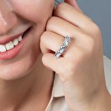 Starlight Diamond Pırlanta Montür "U" Tasarım 925 Ayar Gümüş Kadın Beştaş Yüzük