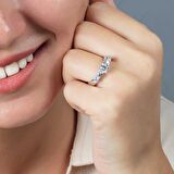 Starlight Diamond Pırlanta Montür Zarif Tasarım 925 Ayar Gümüş Kadın Beştaş Yüzük