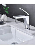 Modern Premium Lavabo Bataryası Sıcak-Soğuk Girişli Krom
