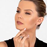 Zirkon Taşlı "Cats Eye" Tasarım 925 Ayar Gümüş Kadın Tektaş Yüzük