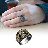 Mikro Siyah Zirkon Taş Mıhlamalı Atatürk İmzalı  925 Ayar Gümüş Erkek