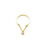 Zirkon Taşlı Zincirli Gold Renk Free Size 925 Ayar Gümüş Kadın Tektaş Yüzük