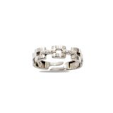 Zirkon Taşlı Kare Zincir Tasarım Silver Renk Free Size 925 Ayar Gümüş Kadın Yüzük