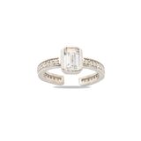 Baget Kesim Beyaz Zirkon Taşlı Silver Renk Free Size 925 Ayar Gümüş Kadın Tektaş Yüzük