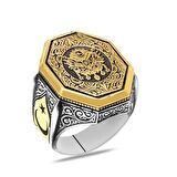 Ayyıldız Detaylı Osmanlı Arma Motifli 925 Ayar Gümüş Erkek Yüzük