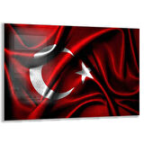 Türk Bayrağı Cam Tablo - Dikey Motif 01-003