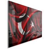 Türk Bayrağı Cam Tablo - Dikey Motif 01-003