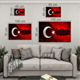 Türk Bayrağı Cam Tablo - Dikey Motif 01-005