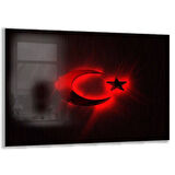 Türk Bayrağı Cam Tablo - Dikey Motif 01-008