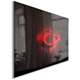 Türk Bayrağı Cam Tablo - Dikey Motif 01-008