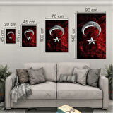 Türk Bayrağı Cam Tablo - Yatay Motif 01-004
