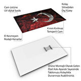 Türk Bayrağı Cam Tablo - Yatay Motif 01-004