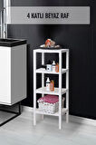 4 Katlı Beyaz Raf Kitaplık & Banyo Düzenleyicisi 100 cm