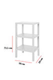 3 Katlı Beyaz Raf Kitaplık & Banyo Düzenleyicisi 73,5 cm