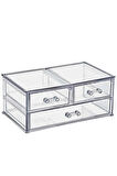 Şeffaf 3 Çekmeceli Kalemlik Düzenleyici Organizer 14×24×10 cm