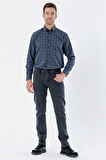 Koyu Antrasit Gabardin %100 Pamuk 5 Cep Slim Fit Dar Kesim Casual Denim Pantolon 1023235162