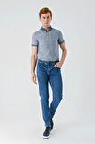 Koyu Mavi Gabardin 5 Cepli Slim Fit Dar Kesim Casual Denim Jean Kot Pantolon 1023240150