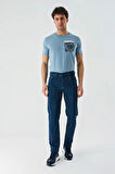 İndigo Mavi Gabardin Pamuklu 5 Cepli Slim Fit Dar Kesim Casual Denim Pantolon 1023240155