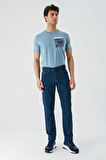 İndigo Mavi Gabardin Pamuklu 5 Cepli Slim Fit Dar Kesim Casual Denim Pantolon 1023240155