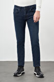 Koyu Lacivert Düz Gabardin Pamuklu 5 Cep Slim Fit Casual Denim Pantolon 1023245155