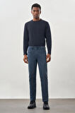 İndigo Mavi Düz Gabardin Pamuklu 5 Cep Slim Fit Casual Denim Pantolon 1023245158