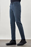 İndigo Mavi Düz Gabardin Pamuklu 5 Cep Slim Fit Casual Denim Pantolon 1023245158