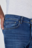 Lacivert Gabardin 5 Cep Düz Paça Casual Slim Fit Pamuklu Denim Pantolon 1023250156