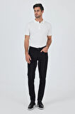 Siyah Gabardin 5 Cep Düz Paça Casual Slim Fit Pamuklu Denim Pantolon 1023250158