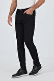 Siyah Gabardin 5 Cep Düz Paça Casual Slim Fit Pamuklu Denim Pantolon 1023250158