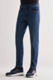 Koyu Lacivert Gabardin 5 Cep Düz Paça Casual Slim Fit Pamuklu Denim Pantolon 1023255151