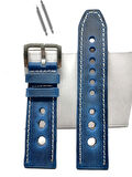 Tissot  &   Fossil  Uyumlu   Crayz   Hakiki   Deri   22  mm  MAVİ