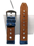 Tissot  &   Fossil  Uyumlu   Crayz   Hakiki   Deri   22  mm  MAVİ