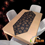 Snowy Yeniyıl Siyah Kar Tanesi Desenli Üçgen Kenarlı Runner