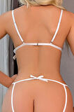 Özel Bölgesi Açık Dantelli Beyaz Fantazi Babydoll TM1311